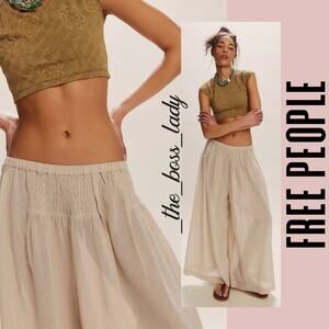 Free People wide-leg pants Large plaid cotton pleated cropped baggy